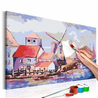 Doe-het-zelf op canvas schilderen - Windmolen (Landschap) 60x40cm Doe-het-zelf op canvas schilderen - Windmolen (Landschap) 60x40cm