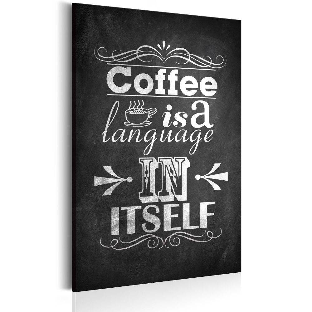 Schilderij - Coffee Language, Koffie,Zwart /Wit