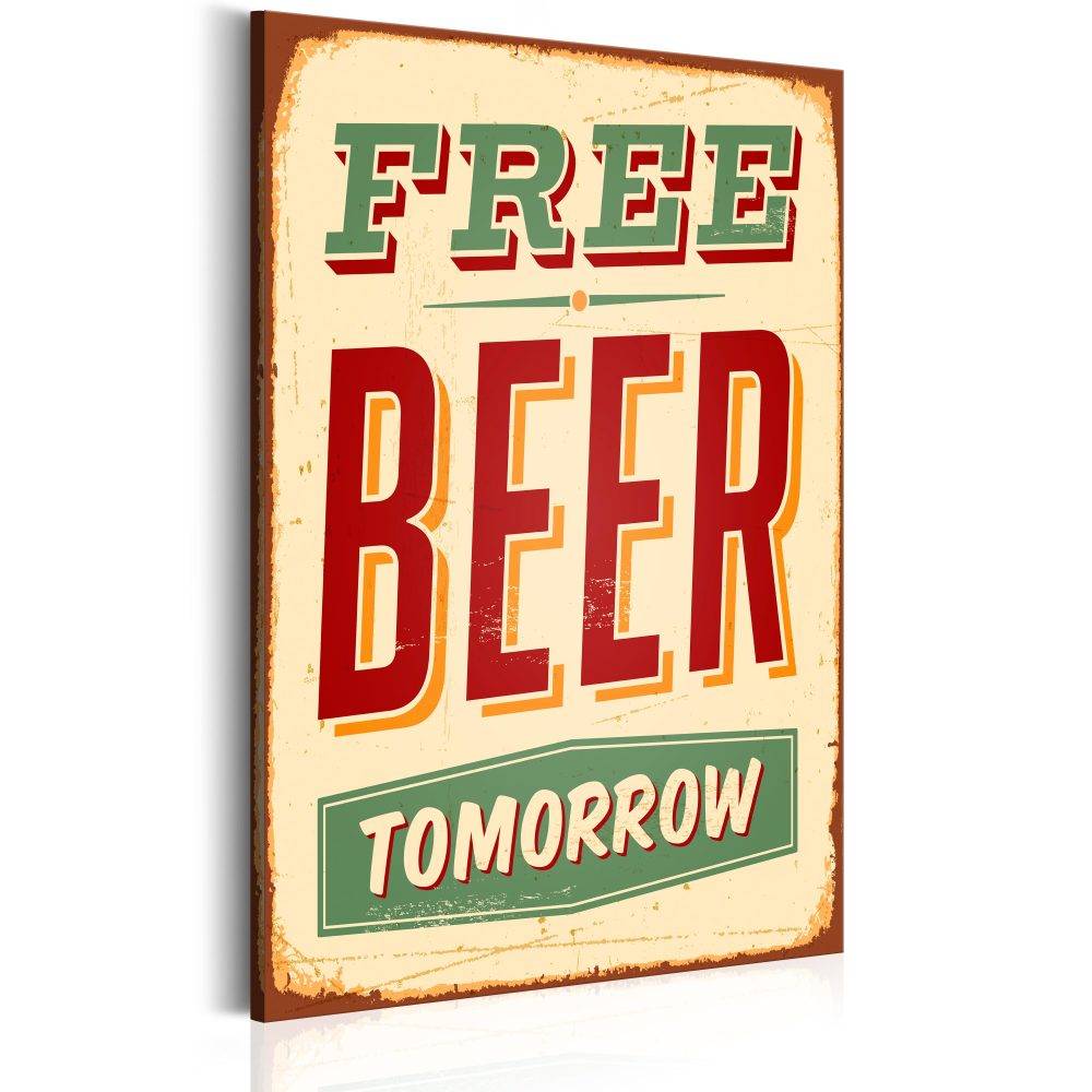 Schilderij - Free Beer Tomorrow, Rood/Groen