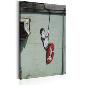 Schilderij - Swinger, New Orleans - Banksy,  Rood/Wit/Zwart