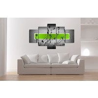 Schilderij - Abstract, Groen/Grijs, 160X80cm, 5luik