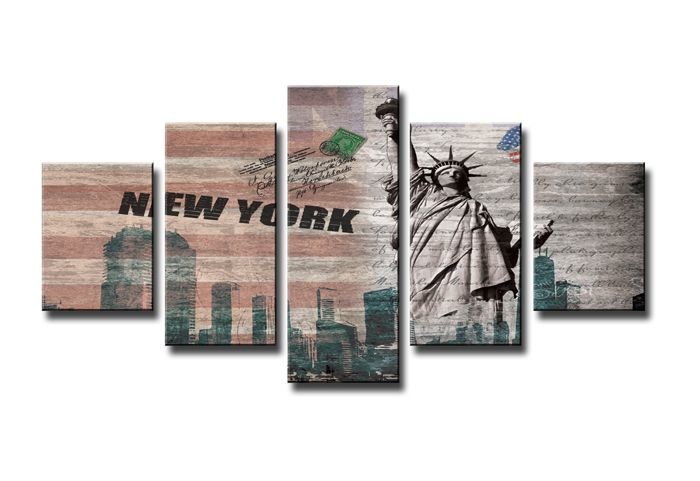 Schilderij - New York, Collage, 160X50cm, 5luik afbeelding