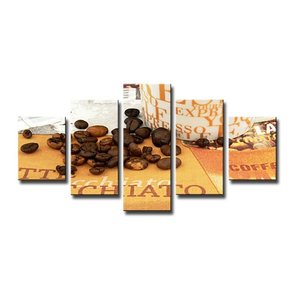 Schilderij - Koffie, Bruin, 160X80cm, 5luik Schilderij - Koffie, Bruin, 160X80cm, 5luik