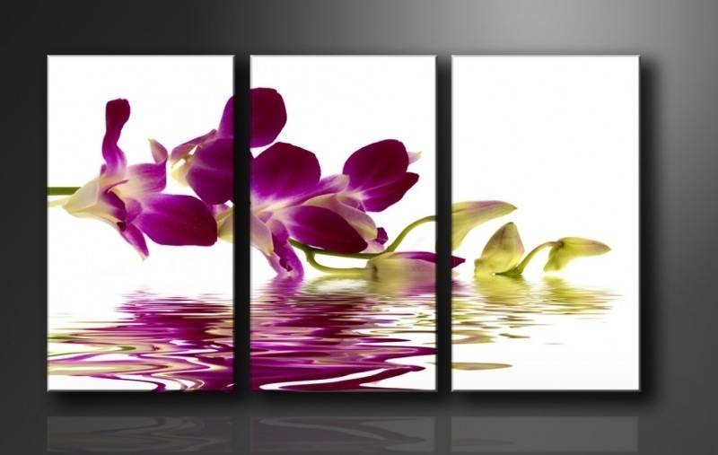 Schilderij - Orchidee, Paars, 160X90cm, 3luik afbeelding