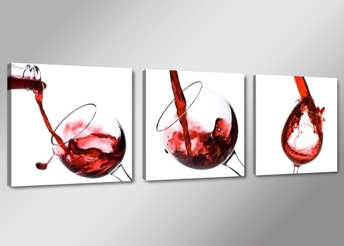 Schilderij - Rode Wijn, Rood/Wit, 150X50cm, 3luik