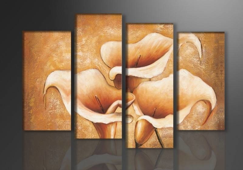 Schilderij - Bloemen, Beige, 130X80cm, 4luik afbeelding