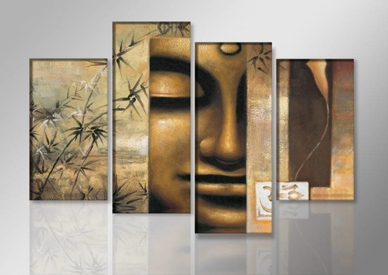 Schilderij - Boeddha, Bruin, 130X80cm, 4luik afbeelding