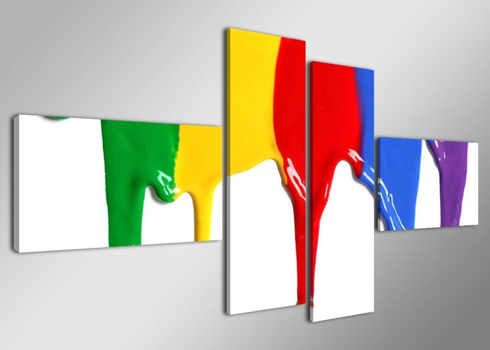 Schilderij - Gekleurde Verf, 160X70cm, 4luik afbeelding