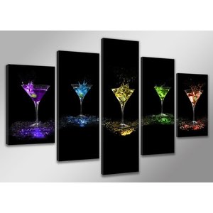 Schilderij - Cocktails, Multi-gekleurd, 200X100cm, 5luik Schilderij - Cocktails, Multi-gekleurd, 200X100cm, 5luik