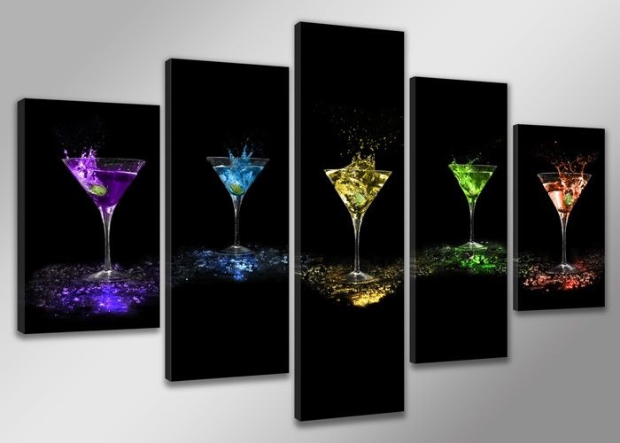 Schilderij - Cocktails, Multi-gekleurd, 200X100cm, 5luik afbeelding