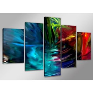 Schilderij - Abstracte Kleuren, Multi-gekleurd, 200X100cm, 5luik Schilderij - Abstracte Kleuren, Multi-gekleurd, 200X100cm, 5luik