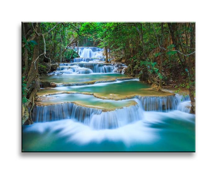Schilderij - Waterval, Groen/Blauw, 40X30cm, 1luik afbeelding