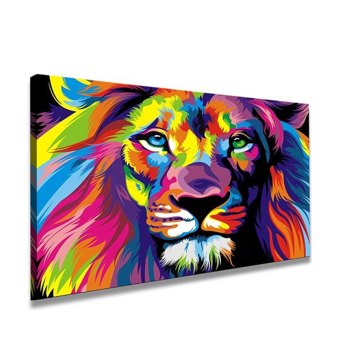 Schilderij - Leeuw, Multi-gekleurd, 80X60cm, 1luik afbeelding