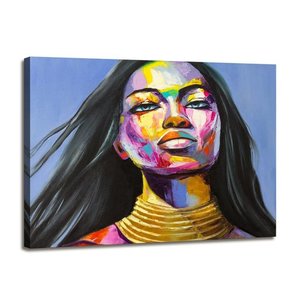 Schilderij - Vrouw Gezicht, Multi-gekleurd, 80X60cm, 1luik Schilderij - Vrouw Gezicht, Multi-gekleurd, 80X60cm, 1luik