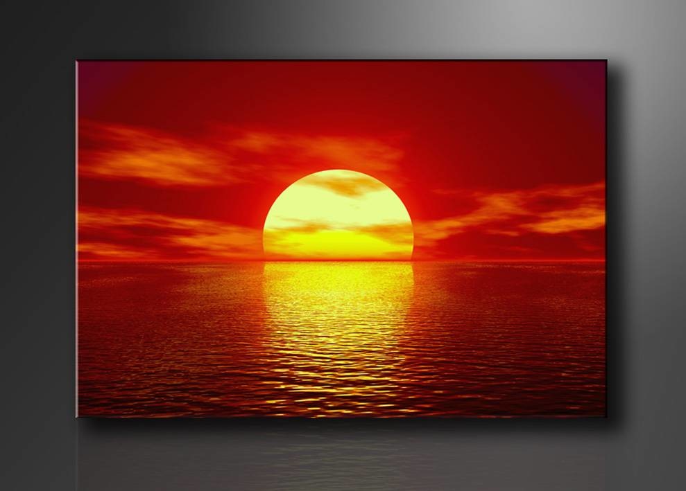 Schilderij - Zonsondergang, Rood/Geel, 80X60cm, 1luik afbeelding