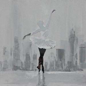 Schilderij -Handgeschilderd - Ballerina in zwart wit - 100x100cm Schilderij -Handgeschilderd - Ballerina in zwart wit - 100x100cm