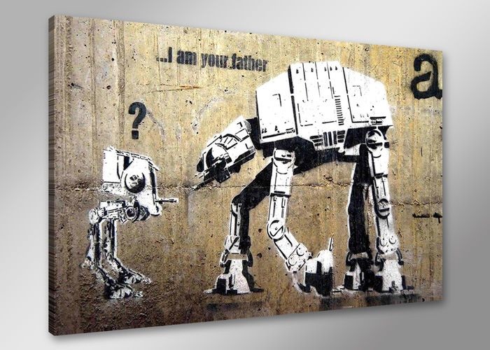 Schilderij - Banksy Father, Bruin/Wit, 80X60cm, 1luik afbeelding