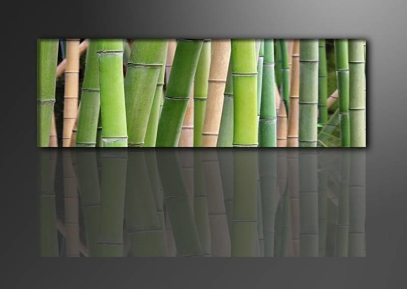 Schilderij - Bamboe, Groen, 120X40cm, 1luik afbeelding