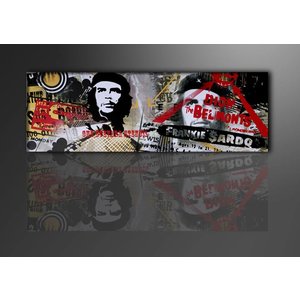 Schilderij - Che Guevara. Collage, 120X40cm, 1luik