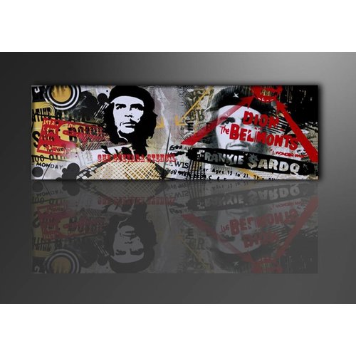 Schilderij - Che Guevara. Collage, 120X40cm, 1luik