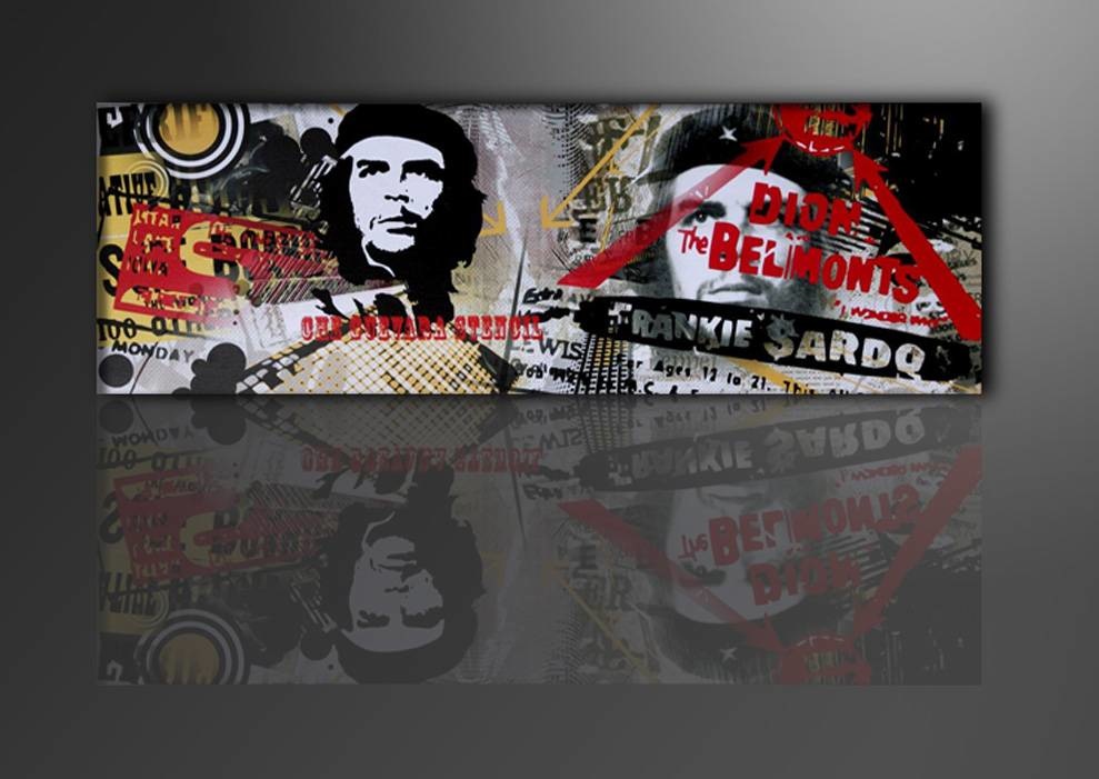 Schilderij - Che Guevara. Collage, 120X40cm, 1luik afbeelding