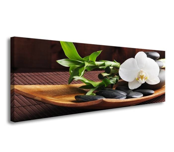Schilderij - Spa en Orchidee, Bruin, 120X40cm, 1luik afbeelding