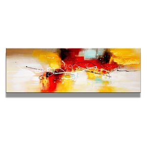 Schilderij - Abstract, Rood/Geel, 120X40cm, 1luik
