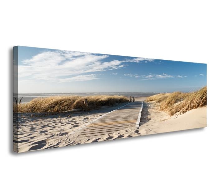Schilderij - Noordzee, Blauw/Beige, 120X40cm, 1luik afbeelding