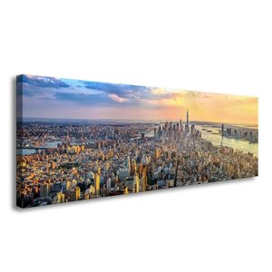 Schilderij - New York Sky View, Multi-gekleurd, 120X40cm, 1luik