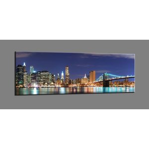 Schilderij - New York Nacht, Multi-gekleurd, 120X40cm, 1luik