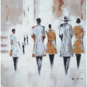 Schilderi - Handgeschilderd - Trenchcoat 80x80cm