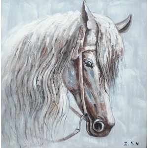 Schilderij - Handgeschilderd - Paard 80x80cm