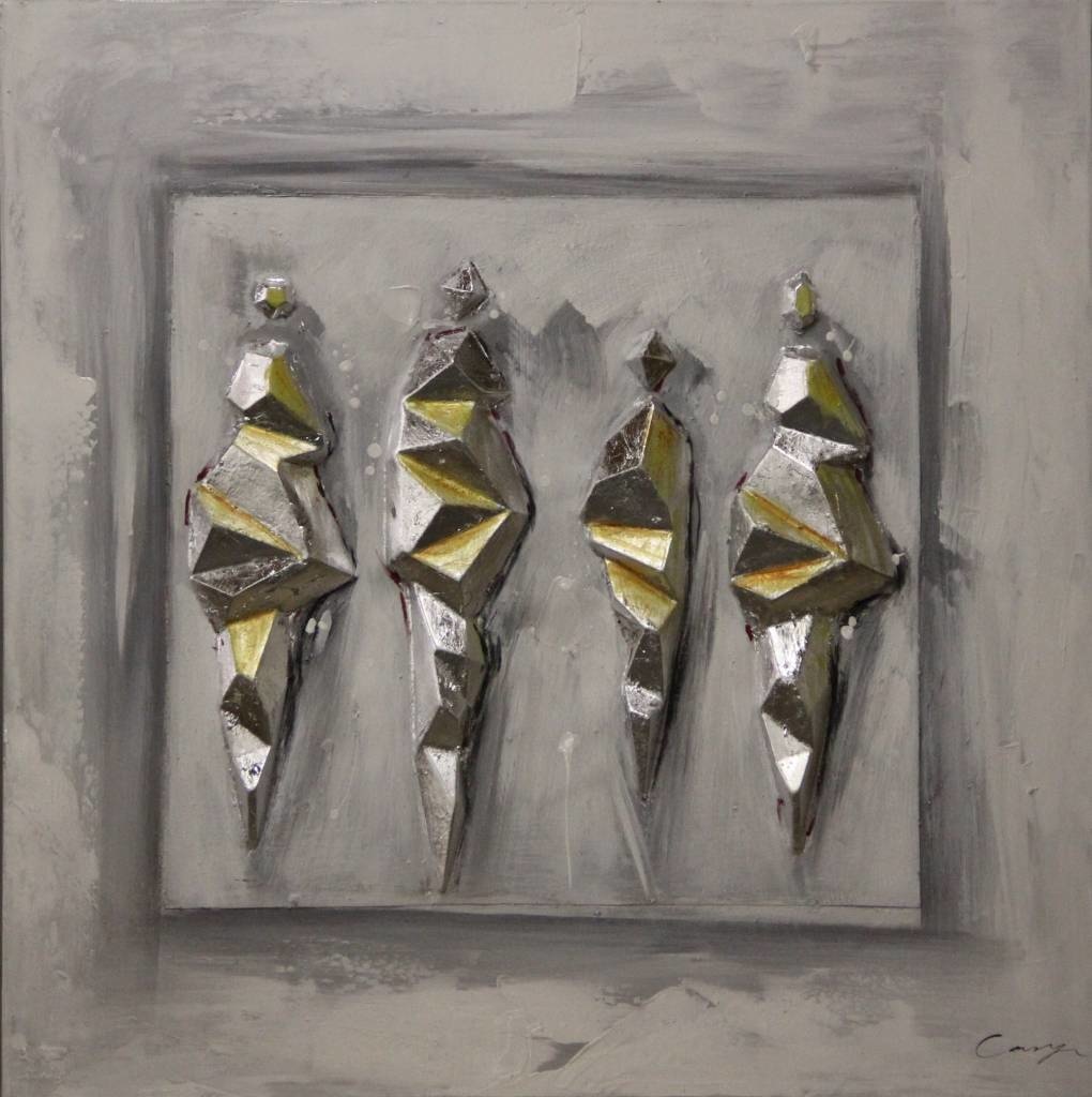 Schilderij - Handgeschilderd - Abstracte mensen 80x80cm afbeelding