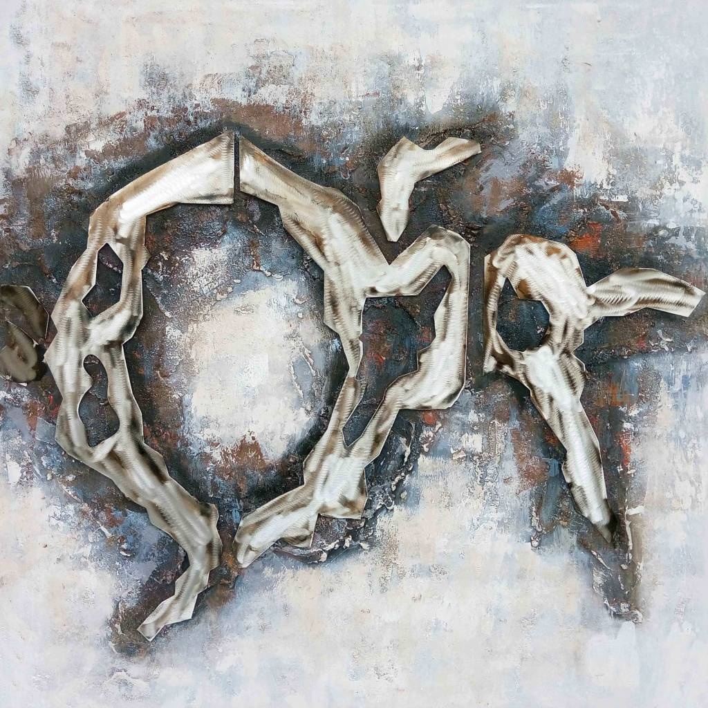 Schilderij -Handgeschilderd - Abstract 3 100x100cm afbeelding