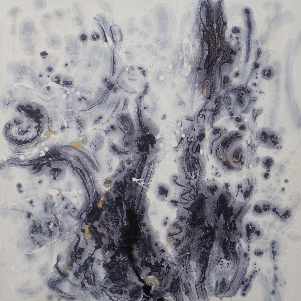 Schilderij -Handgeschilderd - Abstracte rook - 100x100cm afbeelding