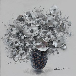 Schilderij - Handgeschilderd - Bos bloemen 3 80x80cm