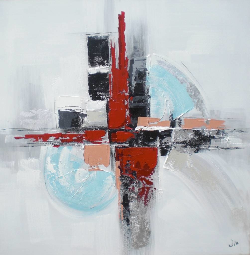 Schilderij - Handgeschilderd - Abstract 80cm rond