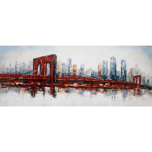 Schilderij - Handgeschilderd - Brooklin Bridge 150x60cm