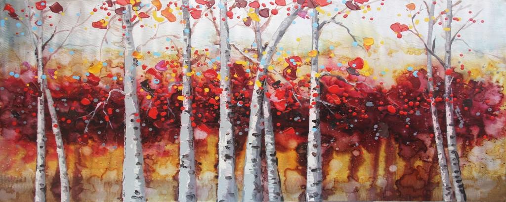 Schilderij - Handgeschilderd - Bos 2, 150x60cm afbeelding