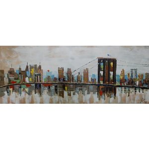 Schilderij - Handgeschilderd - Brooklin Bridge 2, 150x60cm