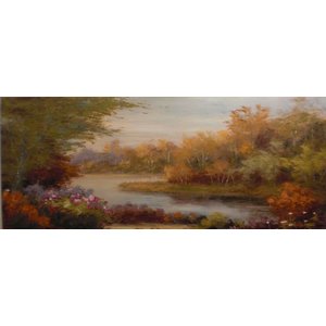 Schilderij - Handgeschilderd - Bos Beekje 150x60cm