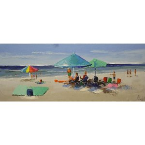 Schilderij - Handgeschilderd - Stranddag 150x60cm