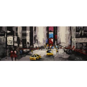 Schilderij - Handgeschilderd - Time Square 150x60cm