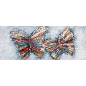 Schilderij - Handgeschilderd - Vlinders 2, 150x60cm
