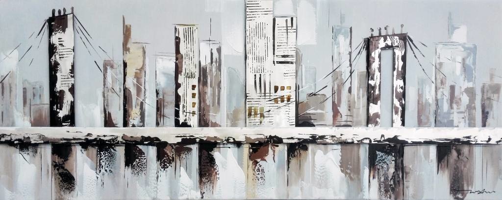 Schilderij - Handgeschilderd - Brooklin Bridge 3, 150x60cm afbeelding