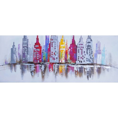 Schilderij - Handgeschilderd - Skyline 2, 150X60cm
