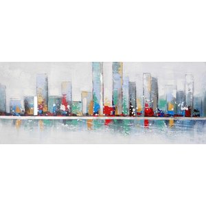 Schilderij - Handgeschilderd - Skyline 4, 150x60cm