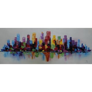 Schilderij - Handgeschilderd - Skyline 5, 150x60cm