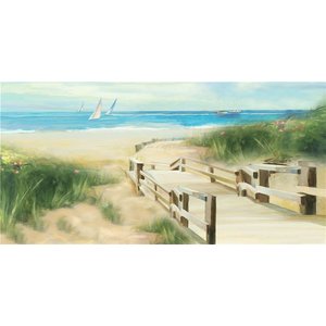 Schilderij - Handgeschilderd - Strand pad 150x60cm