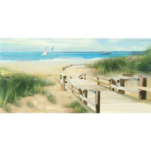 Schilderij - Handgeschilderd - Strand pad 150x60cm